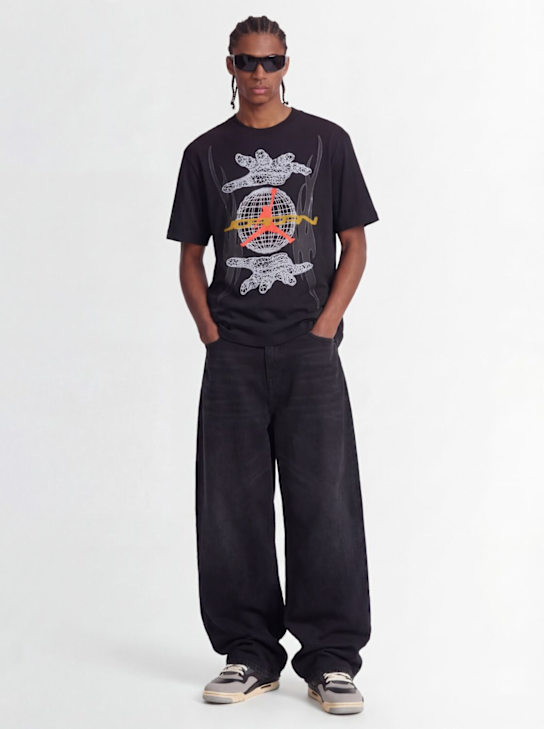 Jordan: Printed cotton t-shirt - Off Noir/Infrar - men_1 | Luisa Via Roma