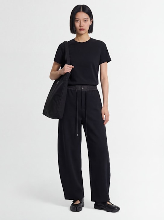 Sacai: Sponge cotton blend sweatpants - 黑色 - women_1 | Luisa Via Roma