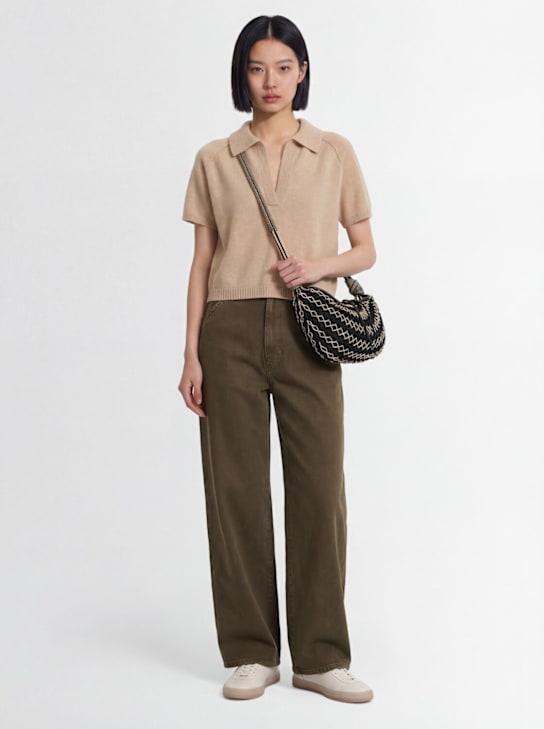 Lemaire: Large cotton pants - グリーン - women_1 | Luisa Via Roma