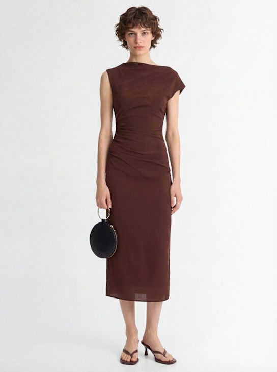 Proenza Schouler: Tasa viscose blend midi dress - Brown - women_1 | Luisa Via Roma