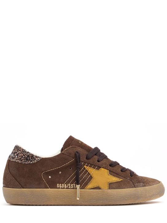Golden Goose: Super star suede sneakers - Brown/Ocra - women_0 | Luisa Via Roma