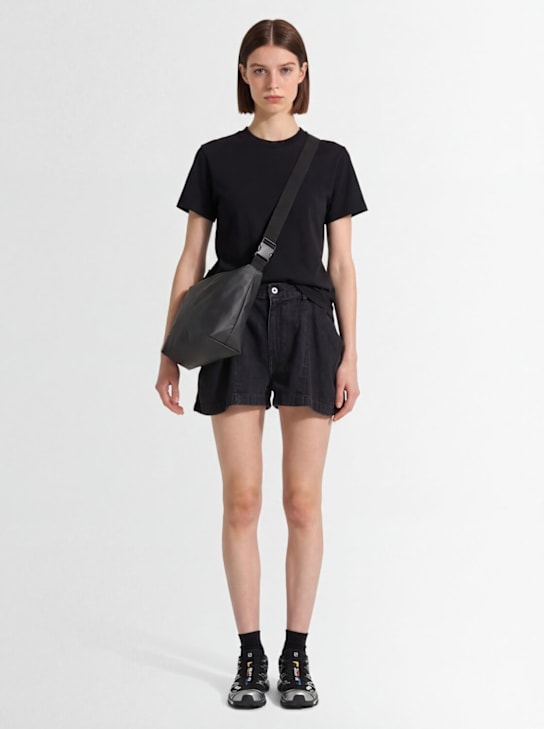 Sacai: Denim shorts - Noir - women_1 | Luisa Via Roma