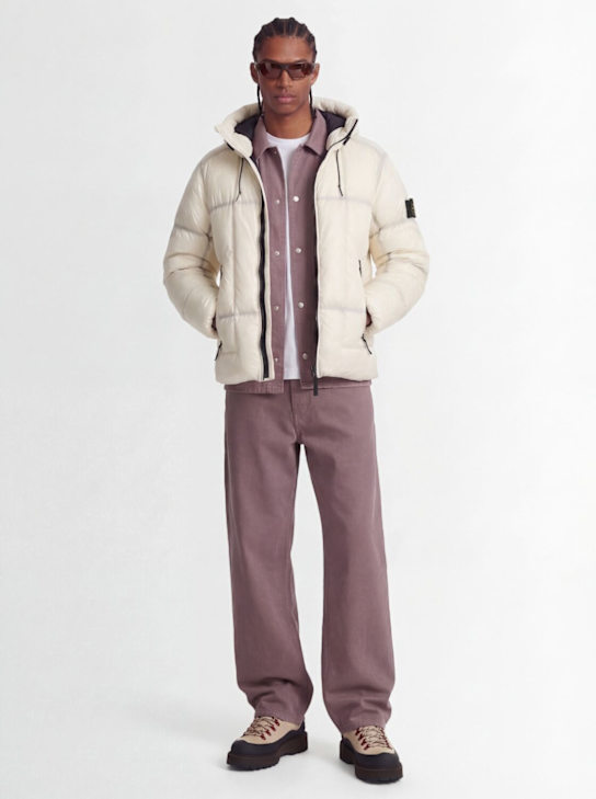 Stone Island: Nylon down jacket - Ivory - men_1 | Luisa Via Roma