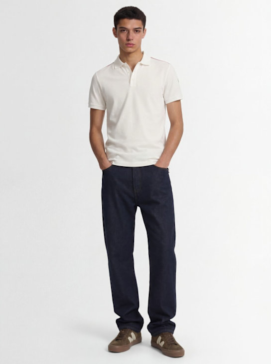 Moncler: Tricolor-Trimmed cotton polo shirt - 白色 - men_1 | Luisa Via Roma