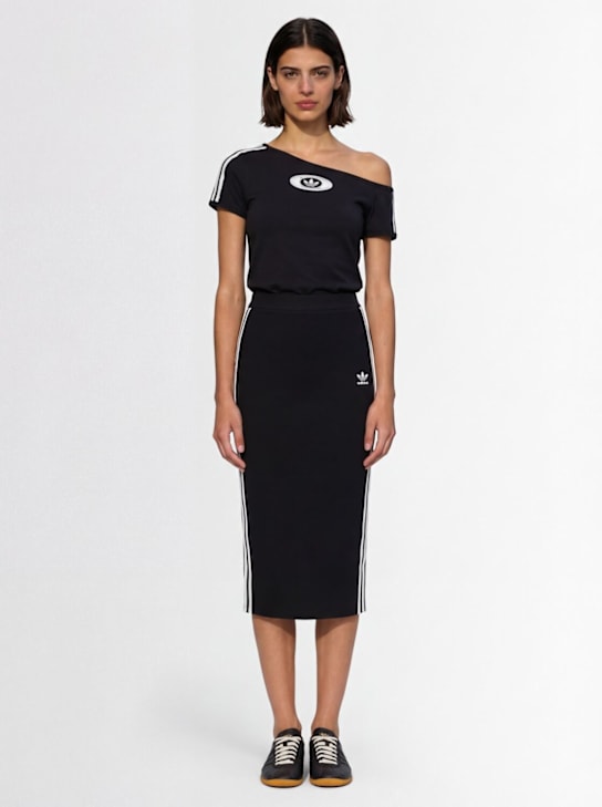 adidas Originals: Minirock aus Strick mit 3 Streifen - Schwarz - women_1 | Luisa Via Roma
