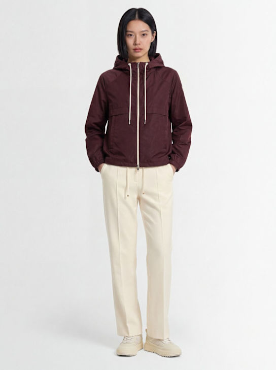 Moncler: Coquelicot hooded nylon casual jacket - Burgundy - women_1 | Luisa Via Roma