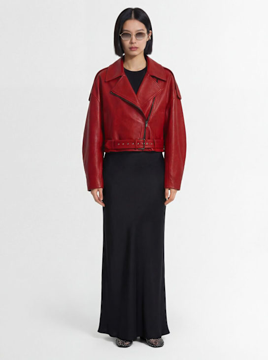 Marcell Pustul: Oversize leather biker jacket - Rot - women_1 | Luisa Via Roma