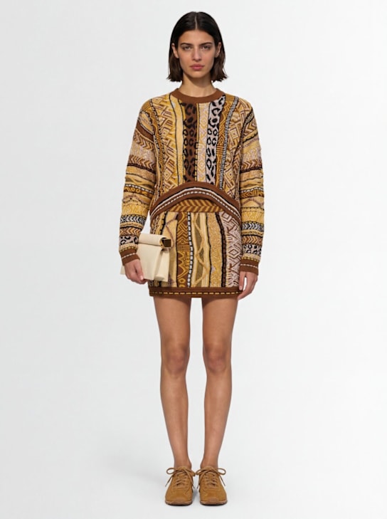 Laneus: Boxy fit cotton sweater - Zafferano/Zaffr - women_1 | Luisa Via Roma