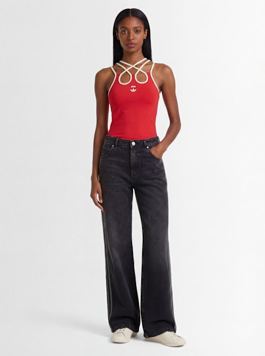 adidas Originals: 3-Stripe denim pants - women_1 | Luisa Via Roma