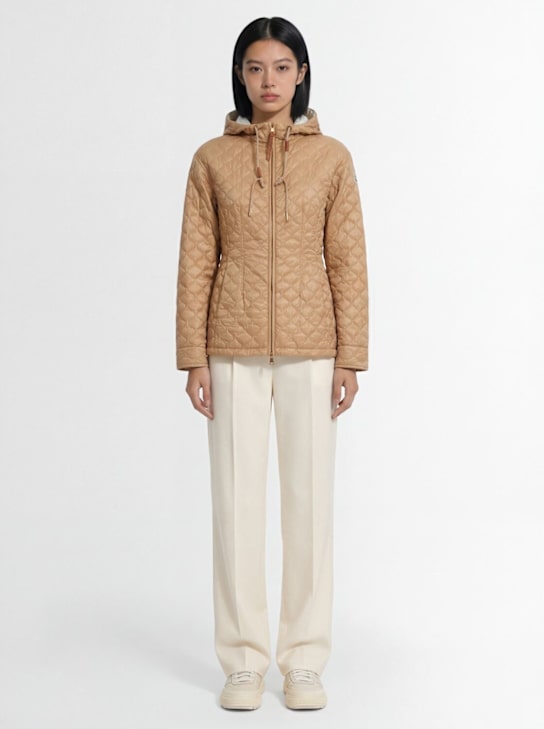 Moncler: Arum hooded nylon down jacket - Beige - women_1 | Luisa Via Roma