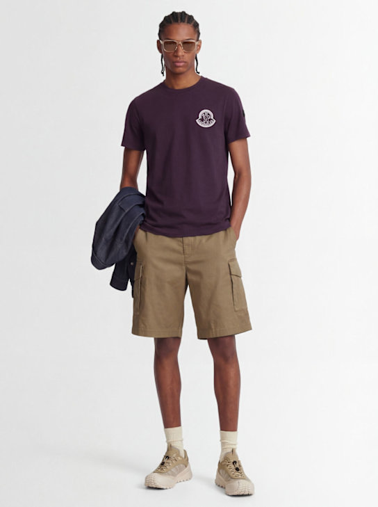 Moncler: Logo cotton jersey t-shirt - Grape Violet - men_1 | Luisa Via Roma