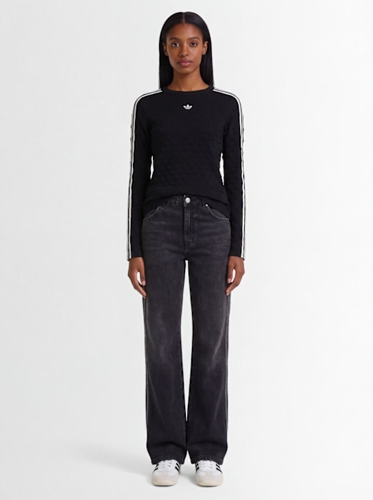 adidas Originals: Solid Spike slim knit top - 黑色 - women_1 | Luisa Via Roma