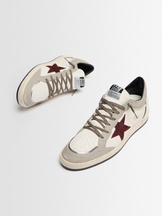 Golden Goose: Ballstar leather sneakers - 白色/酒红色 - men_1 | Luisa Via Roma