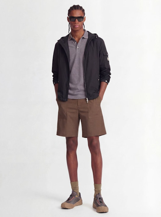 Moncler: Etiache nylon hooded rain jacket - 黑色 - men_1 | Luisa Via Roma