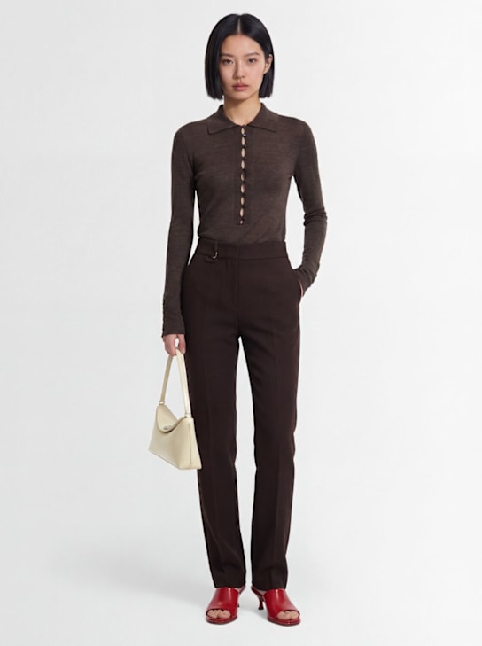 Jacquemus: Le polo merino毛衣 - 深棕色 - women_1 | Luisa Via Roma