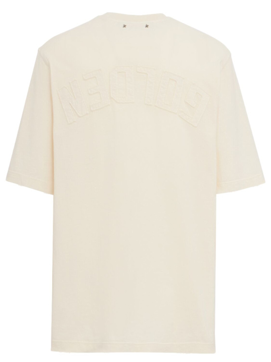 Golden Goose: Relaxed cotton jersey t-shirt - Heritage White - men_1 | Luisa Via Roma