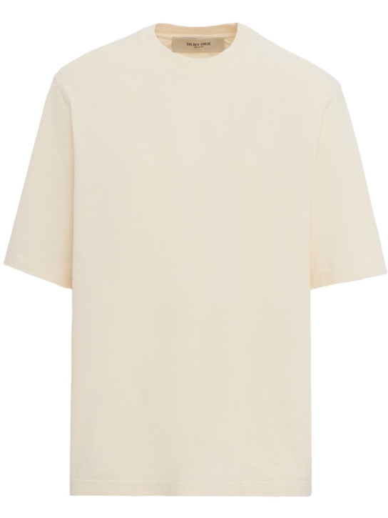 Golden Goose: Relaxed cotton jersey t-shirt - Heritage White - men_0 | Luisa Via Roma