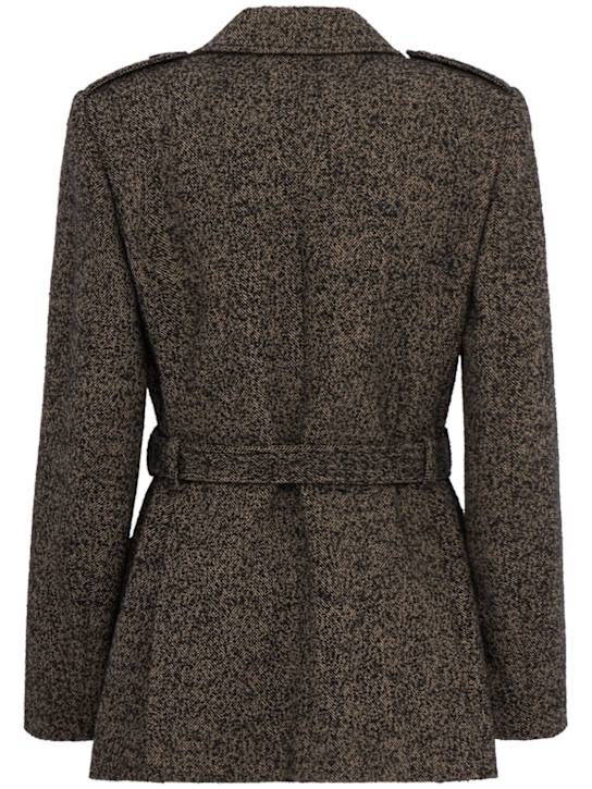 Chloé: 羊毛混纺军风夹克 - 米黄色/黑色 - women_1 | Luisa Via Roma