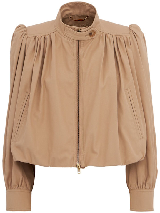 Chloé: Cotton canvas cropped jacket - Beige - women_0 | Luisa Via Roma