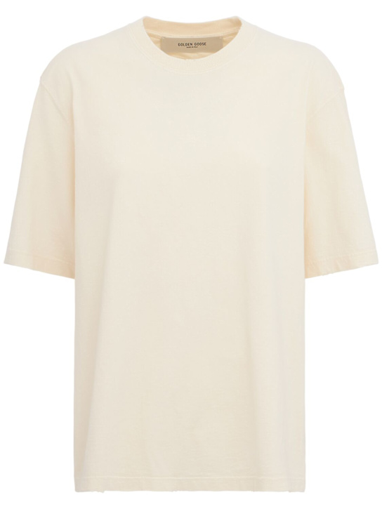 Golden Goose: Relaxed fit cotton jersey t-shirt - Heritage White - women_0 | Luisa Via Roma