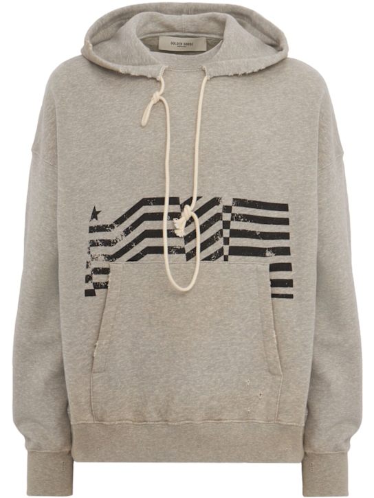 Golden Goose: Journey cotton hoodie - 麻灰色 - men_0 | Luisa Via Roma