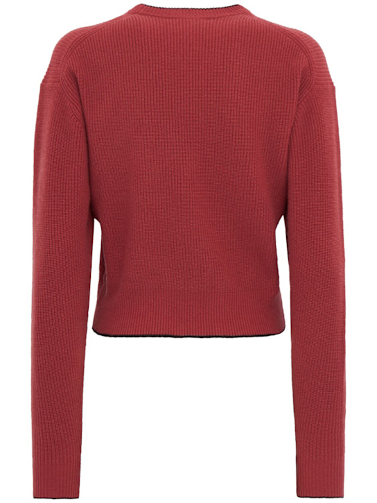 Chloé: 刺绣logo羊毛混纺针织毛衣 - 粉色 - women_1 | Luisa Via Roma