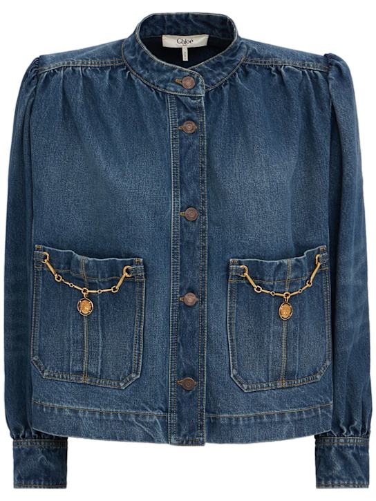 Chloé: Veste en denim capsule Horse - Bleu - women_0 | Luisa Via Roma