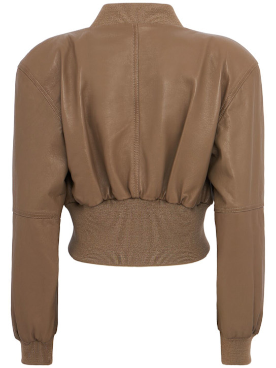 Chloé: Cropped leather jacket - Beige - women_1 | Luisa Via Roma