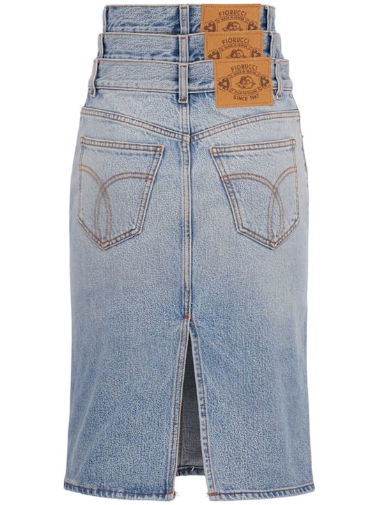 Fiorucci: Triple-layer denim mini skirt - 蓝色 - women_1 | Luisa Via Roma