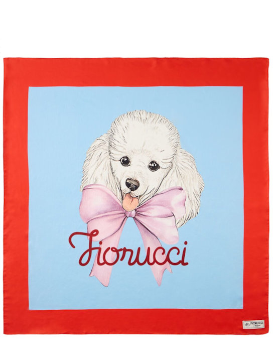 Fiorucci: Poodle logo printed satin foulard - 多色 - women_0 | Luisa Via Roma