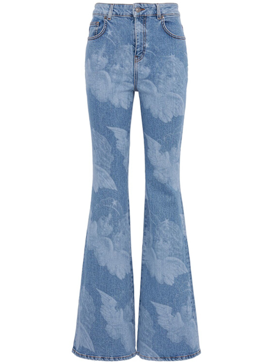 Fiorucci: Angel print flared skinny jeans - ブルー - women_0 | Luisa Via Roma