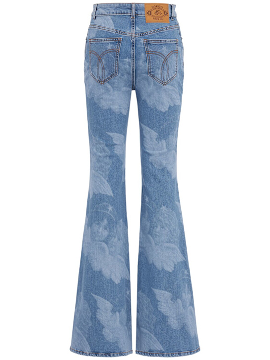 Fiorucci: Angel print flared skinny jeans - ブルー - women_1 | Luisa Via Roma
