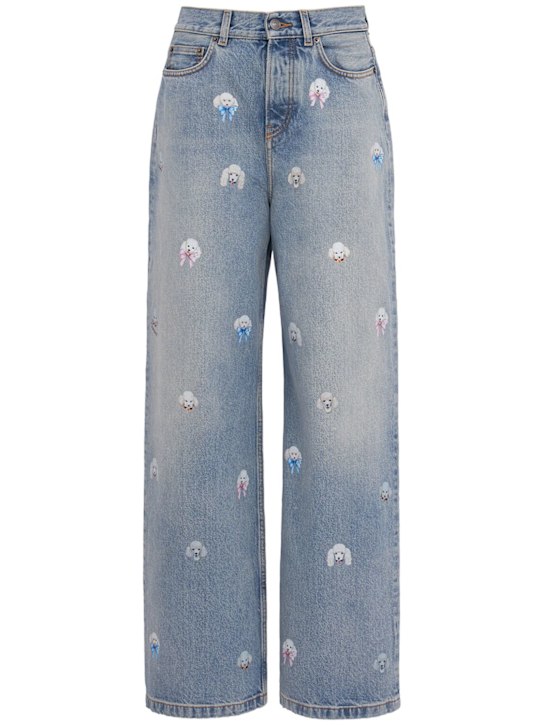 Fiorucci: Poodle print baggy jeans - Blue - women_0 | Luisa Via Roma