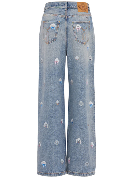 Fiorucci: Poodle print baggy jeans - Blue - women_1 | Luisa Via Roma