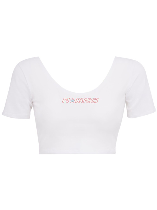 Fiorucci: Star logo print cropped t-shirt - Weiß - women_0 | Luisa Via Roma