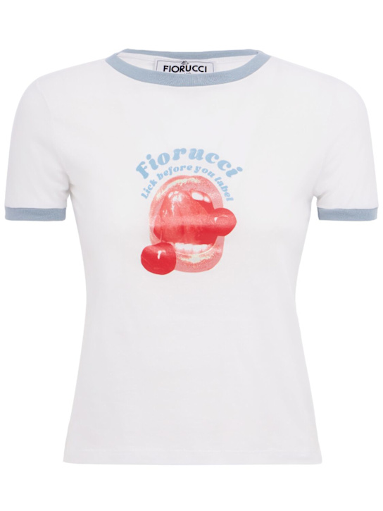 Fiorucci: Lick Before You Label print baby t-shirt - Blanco/Multi - women_0 | Luisa Via Roma