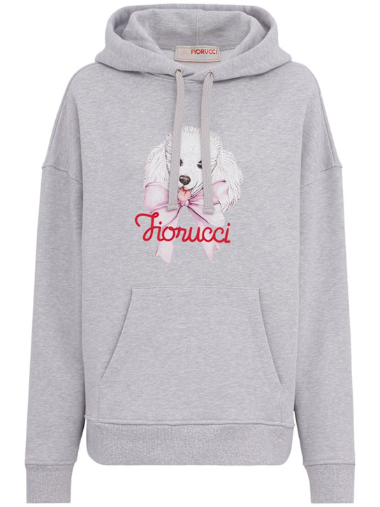 Fiorucci: Poodle logo print sweatshirt hoodie - 灰色/多色 - women_0 | Luisa Via Roma
