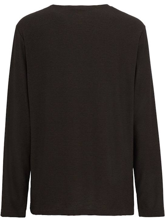 Amomento: Long sleeve boat neck t-shirt - 深棕色 - men_1 | Luisa Via Roma