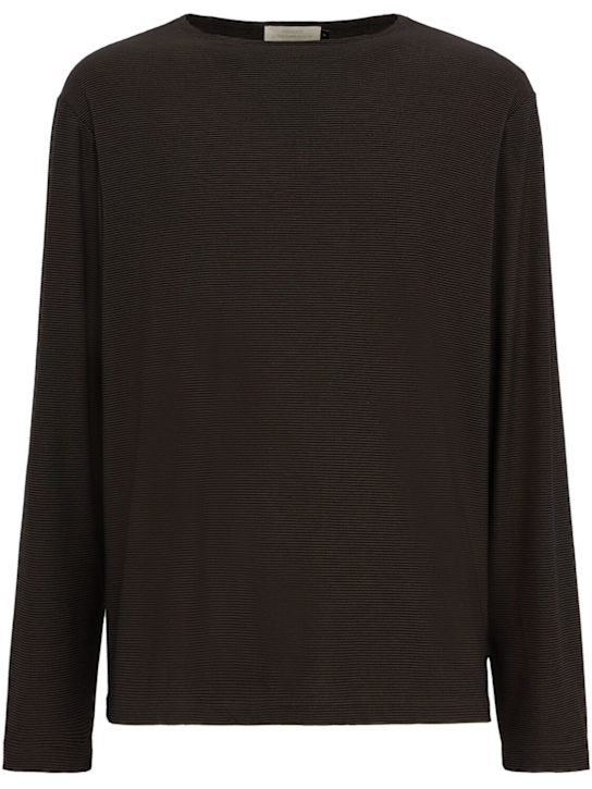 Amomento: Long sleeve boat neck t-shirt - 深棕色 - men_0 | Luisa Via Roma