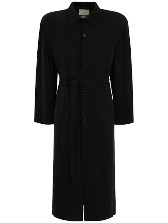 Amomento: Oversize cupro trench coat - 黑色 - men_0 | Luisa Via Roma