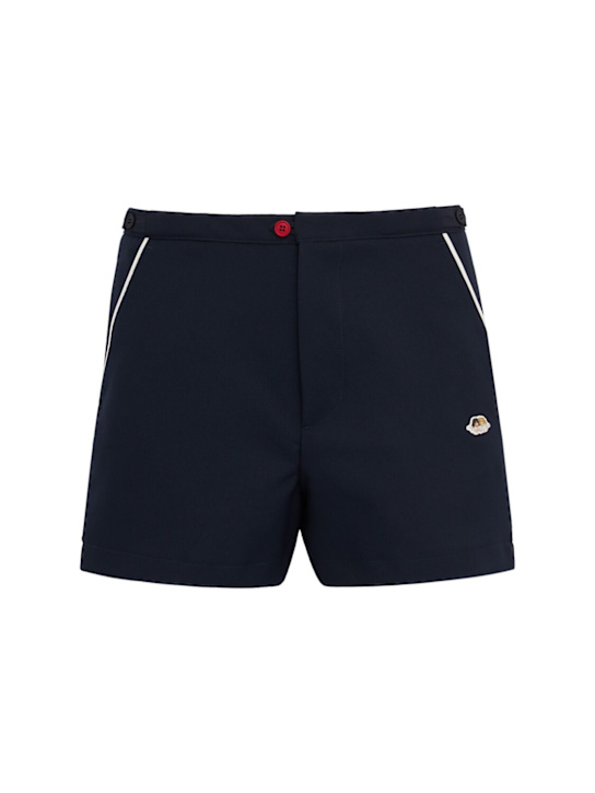 Fiorucci: Navy Contrast Piping Angel Patch Shorts - Navy - men_0 | Luisa Via Roma