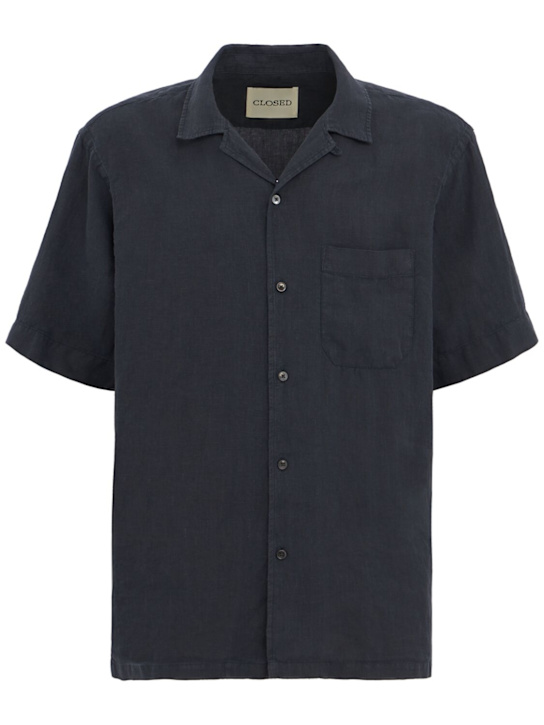 Closed: Short sleeve linen shirt - Magma Black - men_0 | Luisa Via Roma