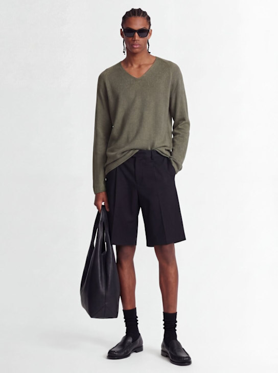 Laneus: 黏胶纤维&亚麻短裤 - 黑色 - men_1 | Luisa Via Roma