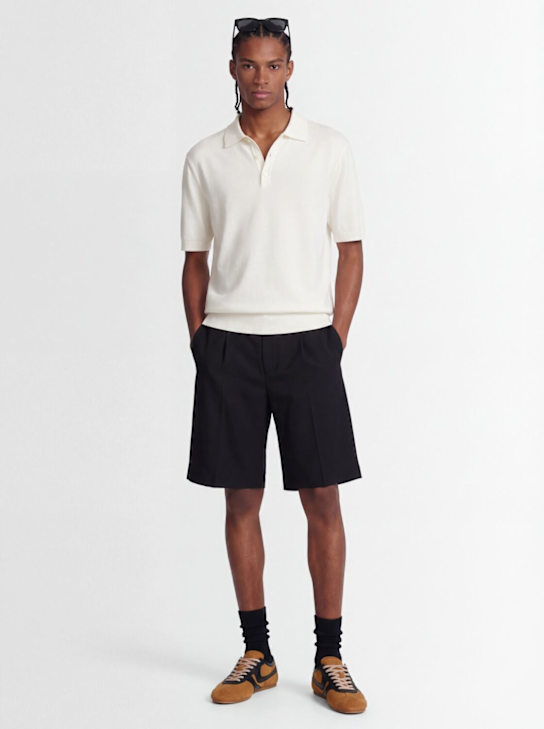 Laneus: Knitted cotton polo shirt - Blanc - men_1 | Luisa Via Roma