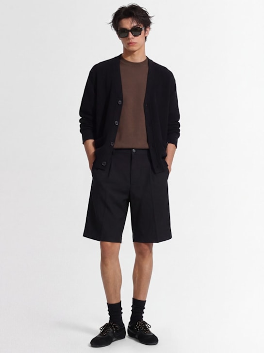 Laneus: Knitted cotton boxy fit cardigan - Black - men_1 | Luisa Via Roma