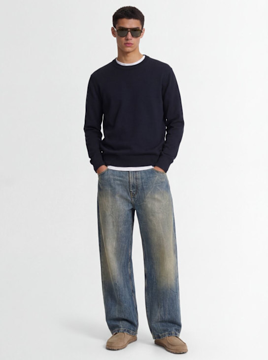 Laneus: Cotton crewneck sweater - Dunkelblau - men_1 | Luisa Via Roma