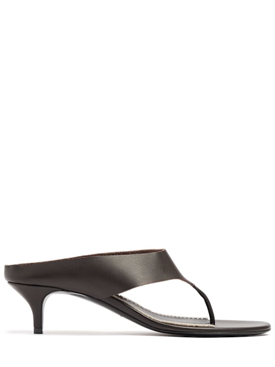Magda Butrym: 45mm Heeled leather thong sandals - Brown - women_0 | Luisa Via Roma