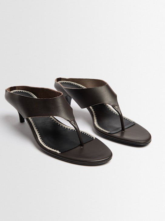 Magda Butrym: 45mm Heeled leather thong sandals - Brown - women_1 | Luisa Via Roma