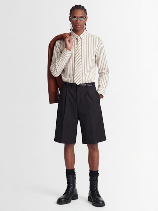 Louis Gabriel Nouchi: Striped poplin cotton classic shirt - Desert Pinstrip - men_1 | Luisa Via Roma