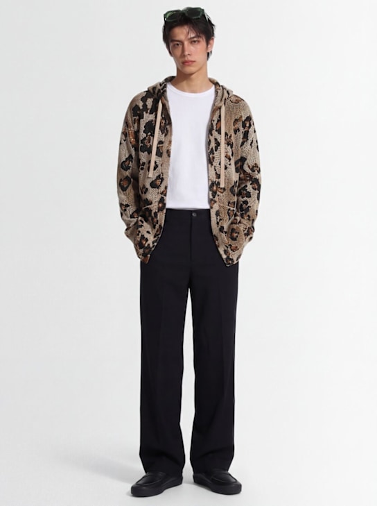 Laneus: Knitted cotton blend zip-up hoodie - Brown - men_1 | Luisa Via Roma